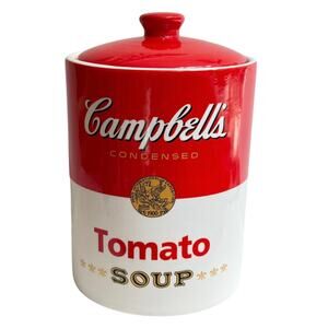 VTG Campbells Tomato Soup COOKIE JAR Canister & Lid 150th Anniversary 2018 Red